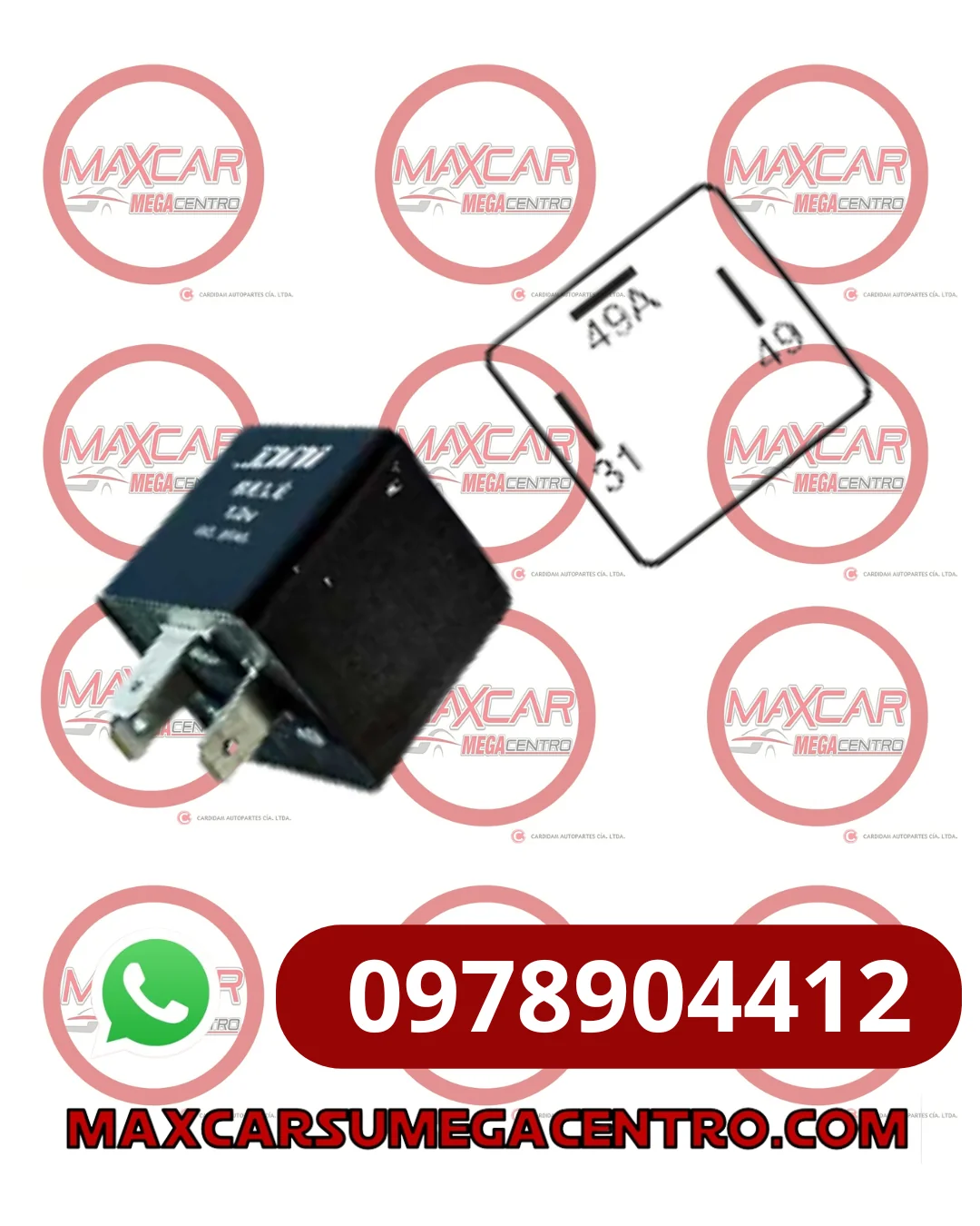 FLA.1109 FLASHER 12V 3T DNI FIAT VW PEUGEOT (NUMEROS)